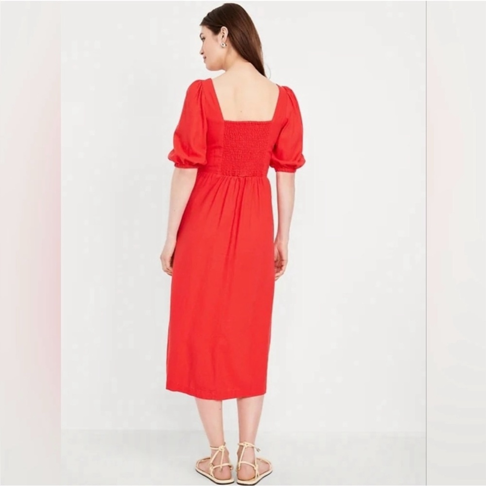 Old Navy Vibrant Red Midi Dress with Buttons - Picture 6 of 6